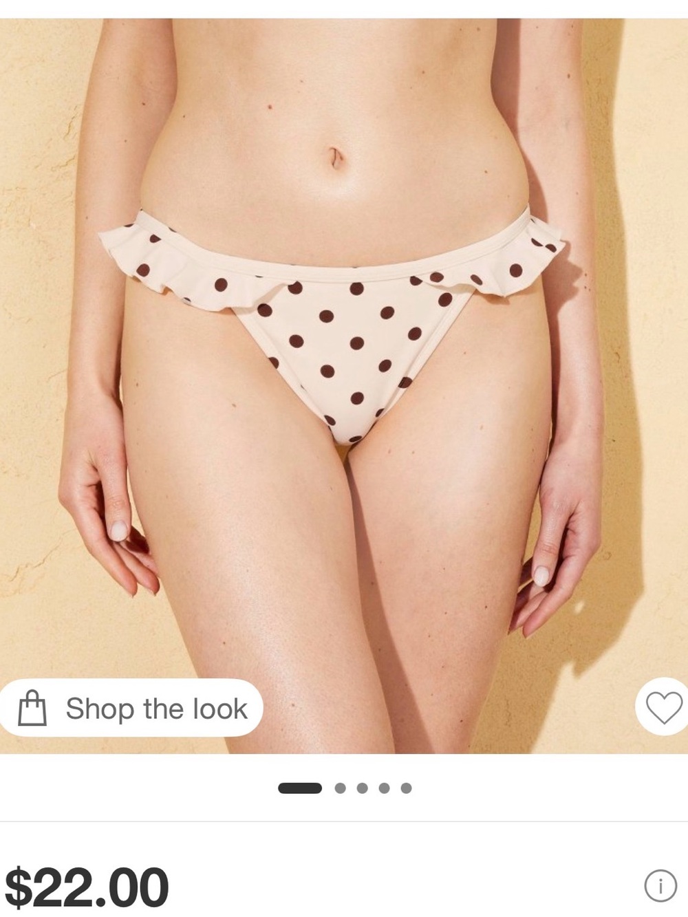 NWT Women's Polka Dot Ruffle Low Rise Ruffle Bottom- Shade & Shore™ sz L